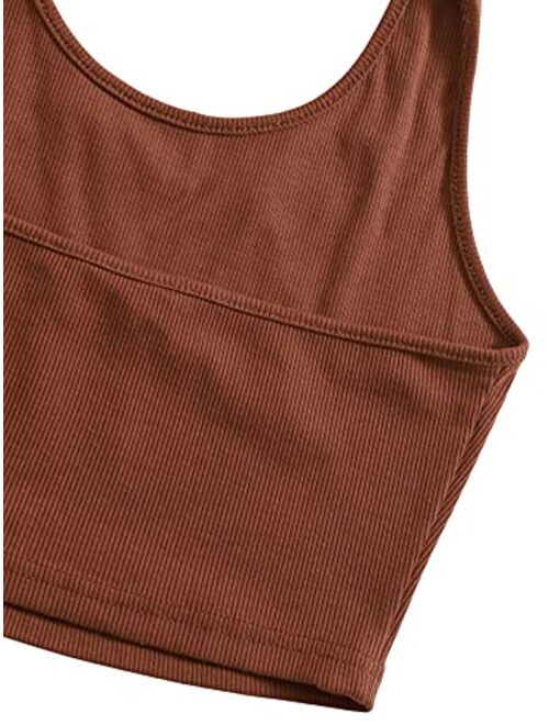SweatyRocks Women's 2 Pack Basic Rib Knit Crop Halter Top Sleeveless Vest