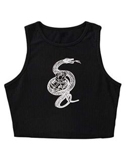 Summer Sleeveless Graphic Print Casual Crop Tank Top Shirts