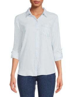 Women's Soft Button Front Shirt with Long Sleeves