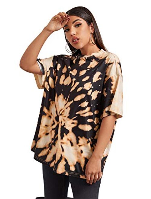 SweatyRocks Women's Graphic Oversized Tee Shirts Casual Loose Fit Short Sleeves Tops