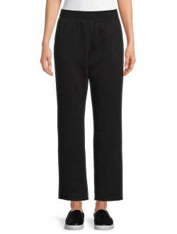 Time & Tru Women's Fleece Straight Leg Pants with Pockets