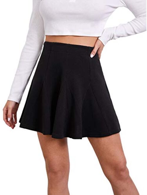 SweatyRocks Women's Casual High Waist Flared A Line Mini Skater Skirt