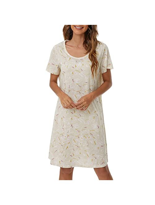 Tugege Women's Nightgown Short Sleeve Sleepshirts House Dress Sleepwear Casual Print Pajama