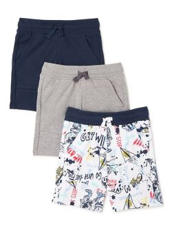 Boys Ribbed French Terry Shorts, 3-Piece Multipack, Sizes 4-10