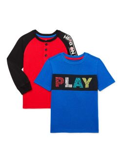 Boys Long Raglan and Short Sleeve T-Shirt, 2-Pack, Sizes 4-10