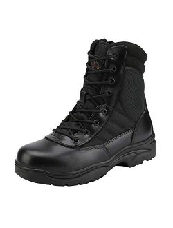 NORTIV 8 Men's Military Tactical Work Boots Side Zipper Leather Motorcycle Combat Boots