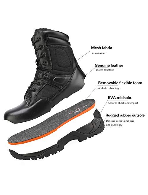 NORTIV 8 Men's Military Tactical Work Boots Hiking Motorcycle Combat Boots