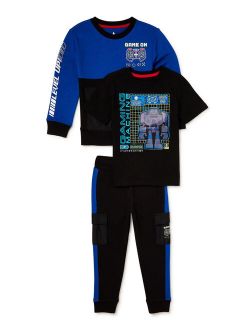 Boys' Sweater, T-Shirt and Joggers, 3-Piece Outfit, Sizes 4-10