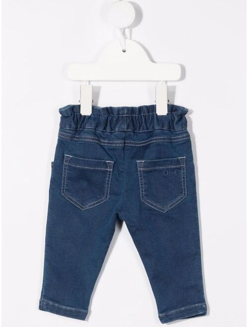 Chloé Kids stitch-detail denim jeans