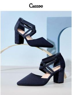Cuccoo Minimalist Point Toe Ankle Strap Court Pumps