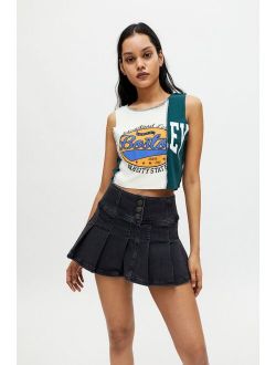 UO Denim Button-Front Kilt Skirt