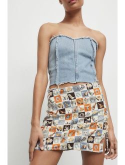 UO Paradise Printed Notched Mini Skirt