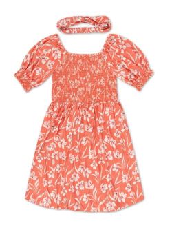 Big Girls Floral Square Neck Dress with Headband