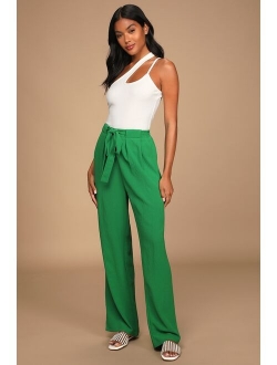 Sunny Approach Coral Tie-Front Wide-Leg Pants