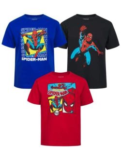 Boys Spider-Man T-Shirt 3 Pack Marvel Super Hero Graphic Tee (Size: 4-20)