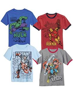 Avengers Superheroes The Incredible Hulk Iron Man Captain America Thor Spider-Man Boys 4 Pack T-Shirt Set