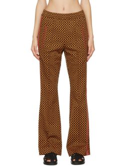 Orange & Black Flared Printed Trousers
