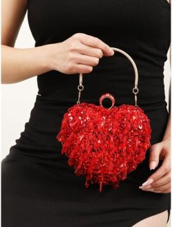 Heart Design Sequin Decor Novelty Bag