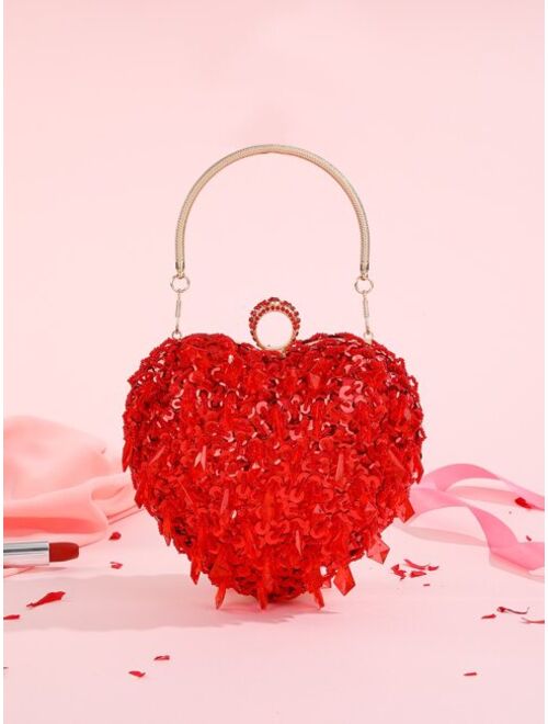 Shein Heart Design Sequin Decor Novelty Bag