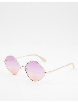 Quay It's A Look diamond sunglasses with ombre lilac lens in gold