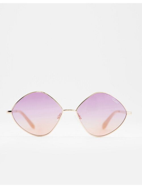 Quay It's A Look diamond sunglasses with ombre lilac lens in gold