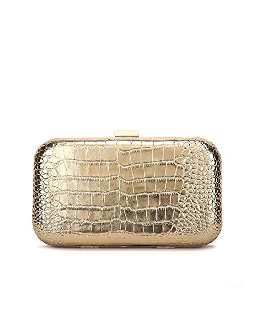 F&W Style Rose Croc Embossed Leather Clutch