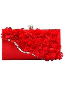 Yina Handbag Evening Flowers Lady Fashion Handbag Red (Color : Red)