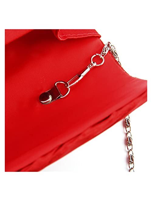 Ctzl Womens Pleated Diamond Wedding Party Clutch Bag Clutch Evening Envelope Handbag (Color : Red, Size : 26 * 5 * 10cm)