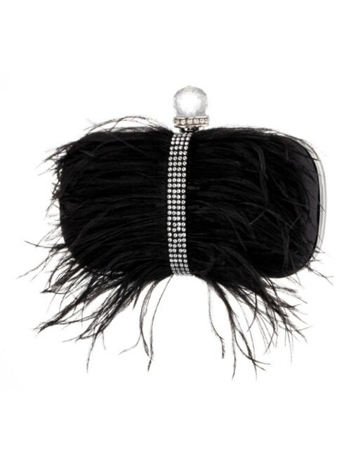 Nina Women's Feather Embellished Minaudiere Clutch