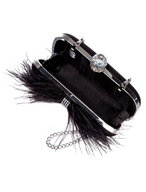 Nina Women's Feather Embellished Minaudiere Clutch
