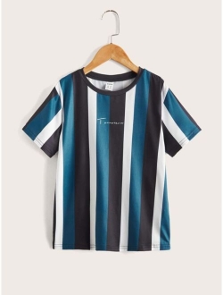 Boys Letter Graphic Striped Tee