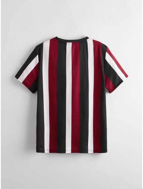 SHEIN Boys Letter Graphic Striped Tee