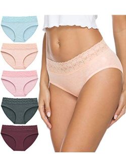 Aymeff Womens Underwear,Cotton Panties for Women,Lace Women’s Briefs,Cotton Stretch Bikini Panties,Hipster Panties for Women
