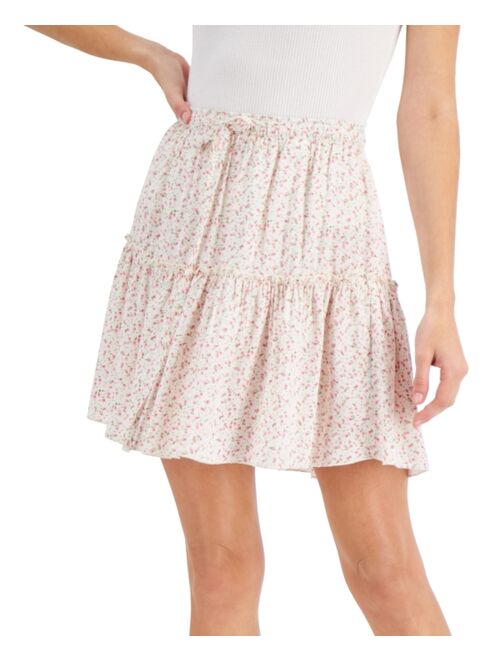Indigo Rein Juniors' Floral-Print Tiered Skirt