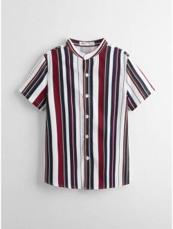 Boys Striped Button Front Shirt