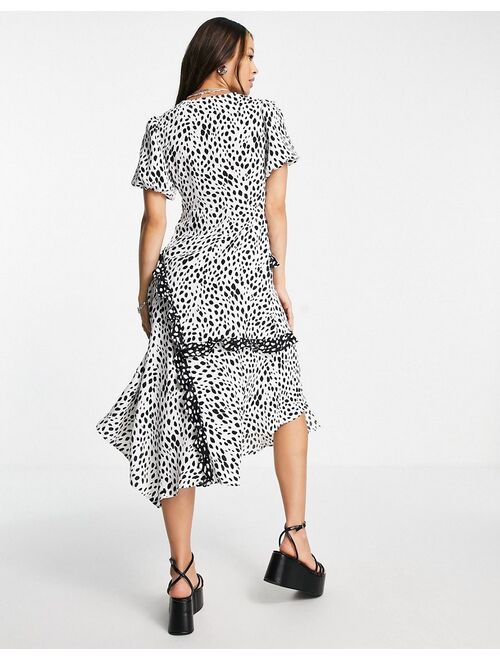 Topshop mix and match mixed spot midi dress in mono