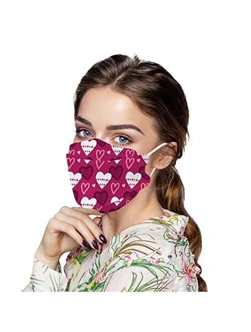 Nibonne 50PCS 4 Ply Adult KF_94 Face_Mask 4D Protection Designs Heart Print Disposable Face_Mask with Nose Wire for Men Women Outdoor
