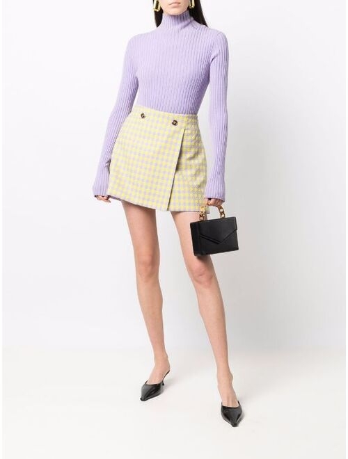 Versace Medusa check-pattern wool skirt
