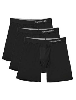 Tommy John Men's Underwear, Relaxed Fit Boxer Brief, Cool Cotton Fabric with 6" Inseam, 3 Pack