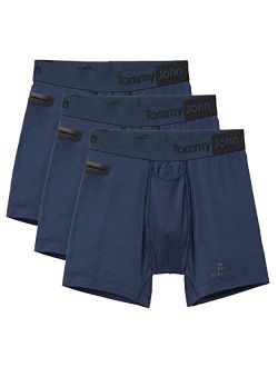 Tommy John Men's Underwear, Mid Length Boxer Brief, 360 Sport Fabric with 6" Inseam, 3 Pack
