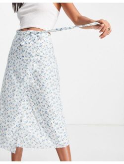 Fashion Union wrap waist midi skirt in retro floral - part of a set