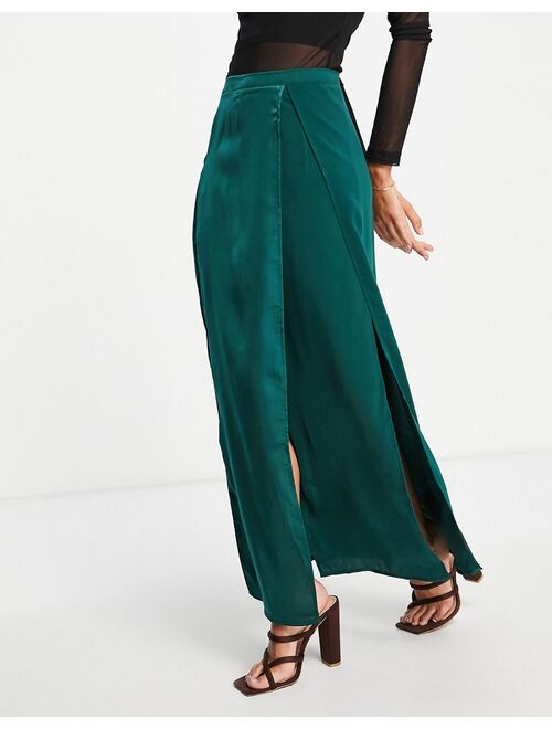I Saw It First thigh split maxi skirt in green - part of a set