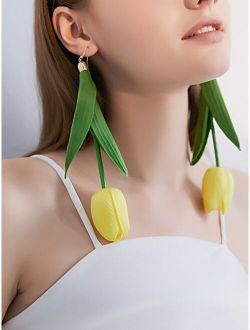 Flower Decor Drop Earrings