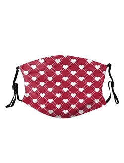 Senheol Black Hearts Masks with 2 Filters for Adults, Adjustable-Washable Valentine's Day Print Balaclava for Women Men