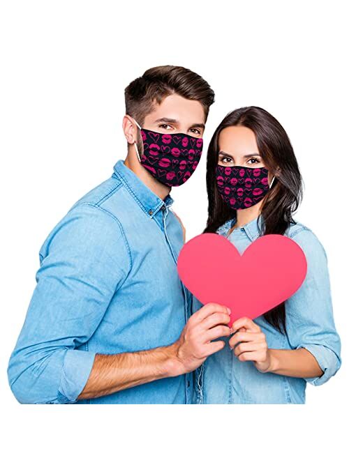 Swqotoq 10 Pcs Valentine's Day Disposable Face Mask for Adults with Heart Print Cute Breathable 3 Ply Earloops Dust Paper Face Masks