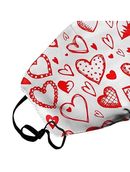 Rovozar Valentines Day Face Mask Washable Love Heart Mouth Cover Warm Polyester Face Protection for Adult and Kids Holiday Decor