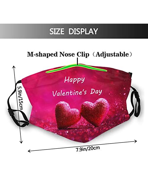 Eslvyxe Valentine's Day Winged Heart Gift Face Mask Washable Adjustable Balaclava Reusable Masks with 2 Filter for Aldult Men Women