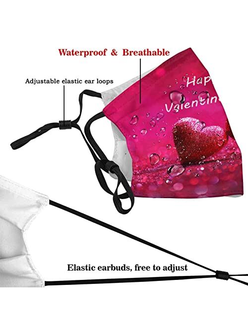 Eslvyxe Valentine's Day Winged Heart Gift Face Mask Washable Adjustable Balaclava Reusable Masks with 2 Filter for Aldult Men Women