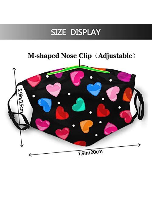 Prientomer Heart Face Mask for Adult, Heart Shaped Design Washable Face/Mouth Cover Balaclava With 2 Pcs Filters …