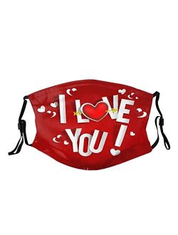 Viekucool Valentines Day Face Mask with Filter Pocket Fashion Adjustable Washable Reusable Balaclava Face Mask Unisex